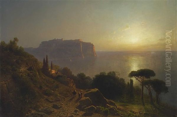 Kuste Bei Monte Carlo Im Morgenlicht Oil Painting by Julius Koehnholz