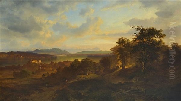 Abend Am Starnberger See Oil Painting by Julius Koehnholz