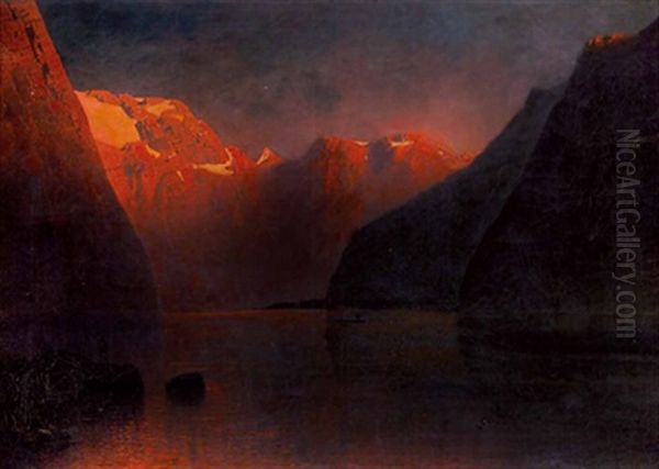 Der Konigssee Im Abendlicht Oil Painting by Julius Koehnholz