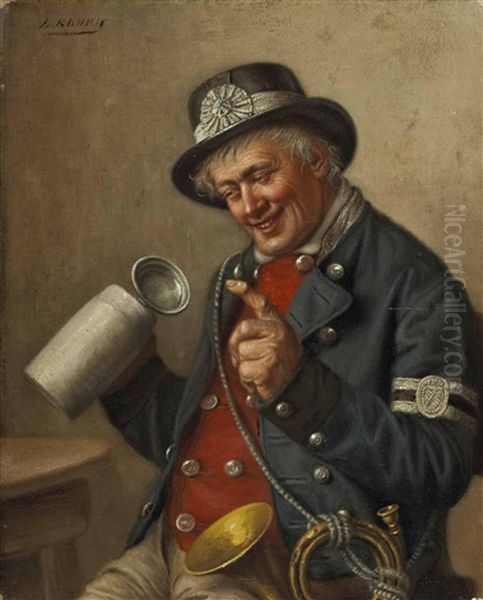 Postillion Mit Bierkrug Oil Painting by Ludwig Dominik Kohrl