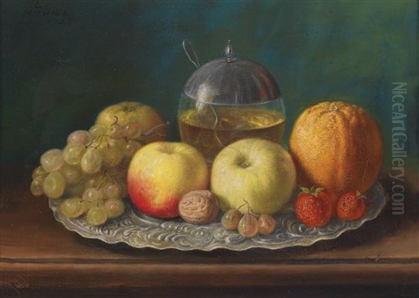 Stillleben Mit Obstteller Oil Painting by Ludwig Dominik Kohrl