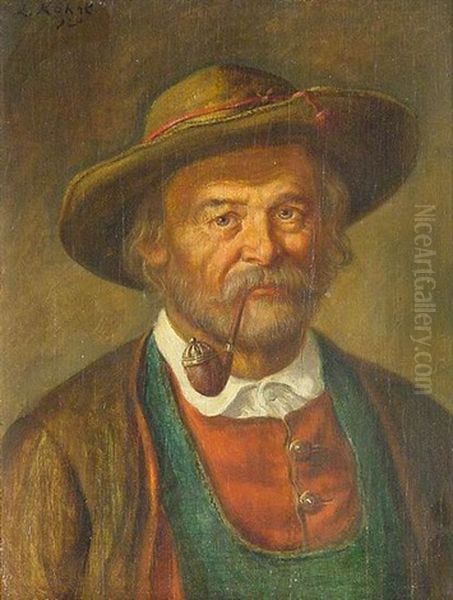 Brustportrat Eines Bartigen Herren Mit Pfeife Oil Painting by Ludwig Dominik Kohrl