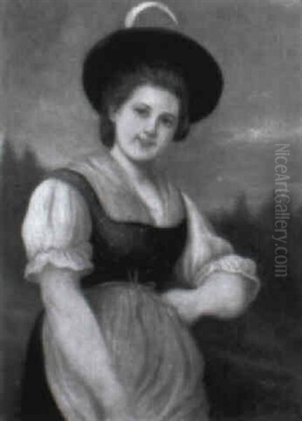 Trachtenfrau Oil Painting by Ludwig Dominik Kohrl