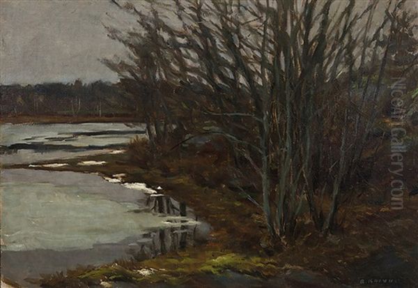 Landscape In Early Spring Oil Painting by Rudolf Koivu