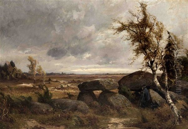 Heidelandschaft Mit Schafer Oil Painting by Gustav Koken