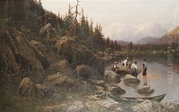 At The Alpsee Oil Painting by Gustav Koken