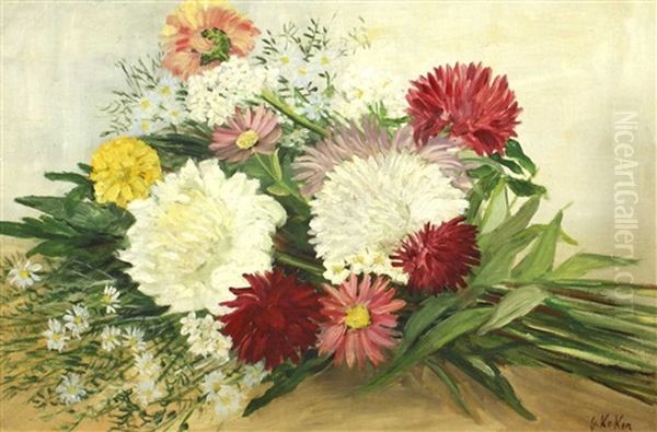 Chrysanthemen Oil Painting by Gustav Koken