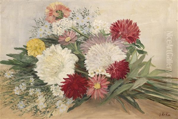 Chrysanthemen Oil Painting by Gustav Koken