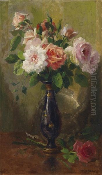 Rosen In Einer Vase Oil Painting by Henri Kokken