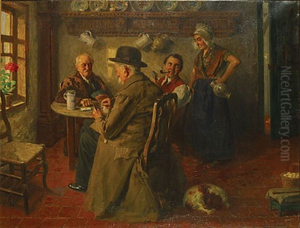 De Kaartspelers Oil Painting by Henri Kokken