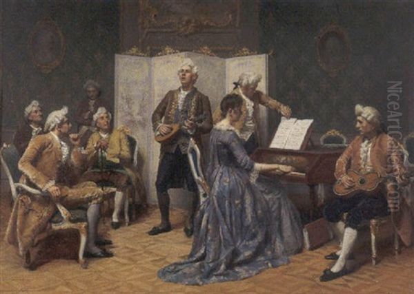 Concerto In Famiglia Oil Painting by Henri Kokken