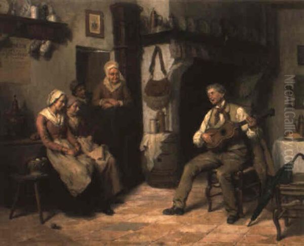 Musicerend In De Herberg Oil Painting by Henri Kokken