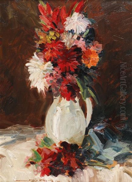 Blumenstraus In Vase Oil Painting by Demeter Koko