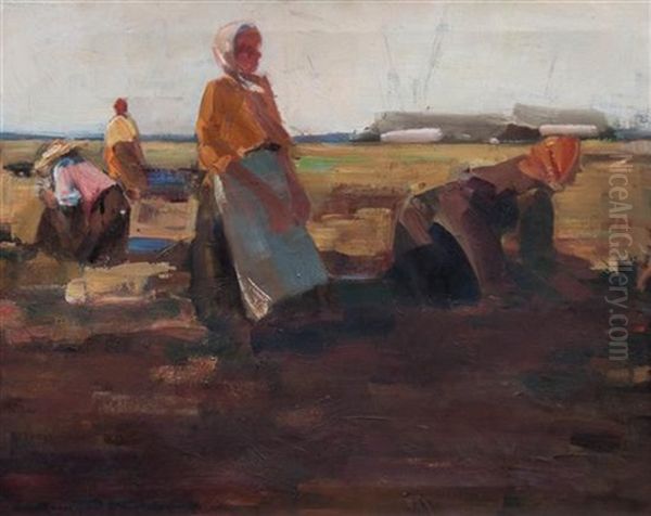 Field Workers Oil Painting by Demeter Koko