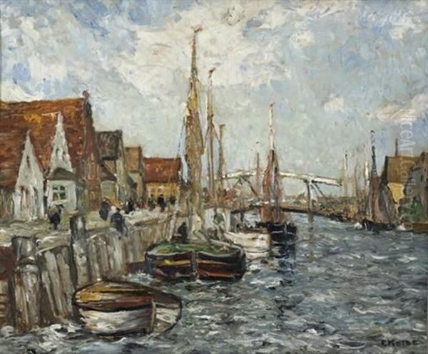 Fischerhaven An Der Ostsee Oil Painting by Ernst Kolbe