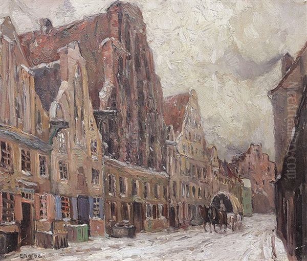 Stralsund Im Schnee Oil Painting by Ernst Kolbe