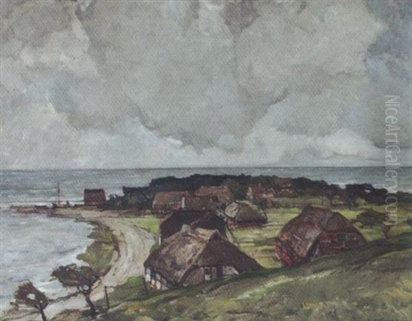 Fischerhauser Bei Ahrenshoop Oil Painting by Ernst Kolbe