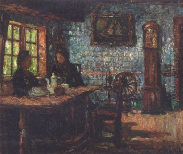 Afternoon Tea Oil Painting by Ernst Kolbe