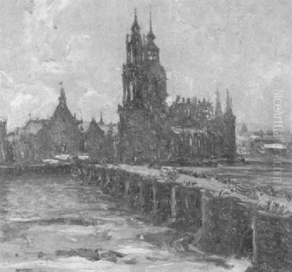 Augustusbrucke In Dresden Oil Painting by Ernst Kolbe