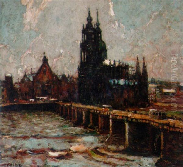 Dresden From The Elbe Oil Painting by Ernst Kolbe