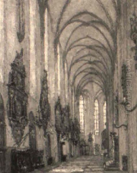 Interieur Der Marienkirche Zu Lubeck Oil Painting by Ernst Kolbe