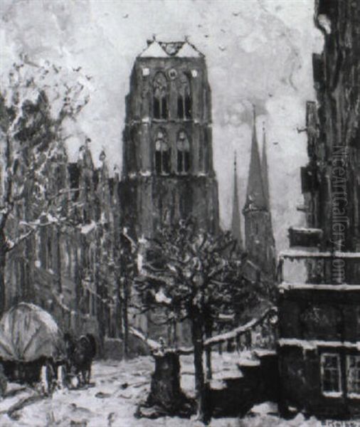 Altstadtidylle In Danzig Im Winter Oil Painting by Ernst Kolbe