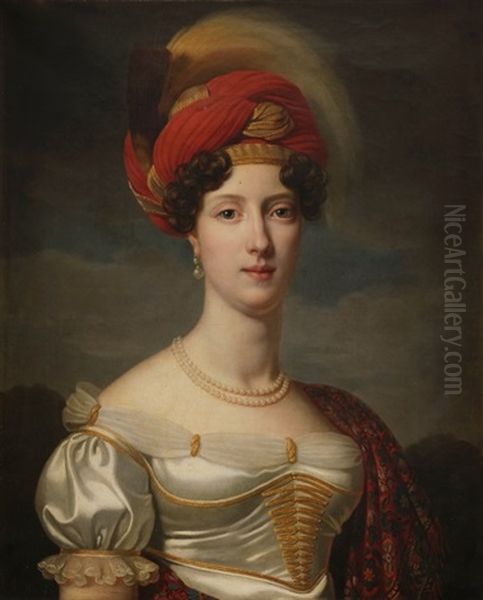 Portrait De Dame En Buste Au Turban Oil Painting by Heinrich Christoph Kolbe