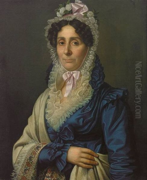 Portait Einer Dame Mit Weiser Spitzenhaube Oil Painting by Heinrich Christoph Kolbe