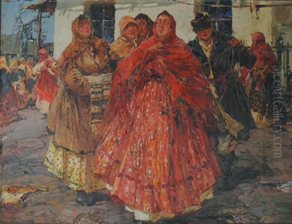 Fete Paysanne Oil Painting by Sergei Kolesnikoff