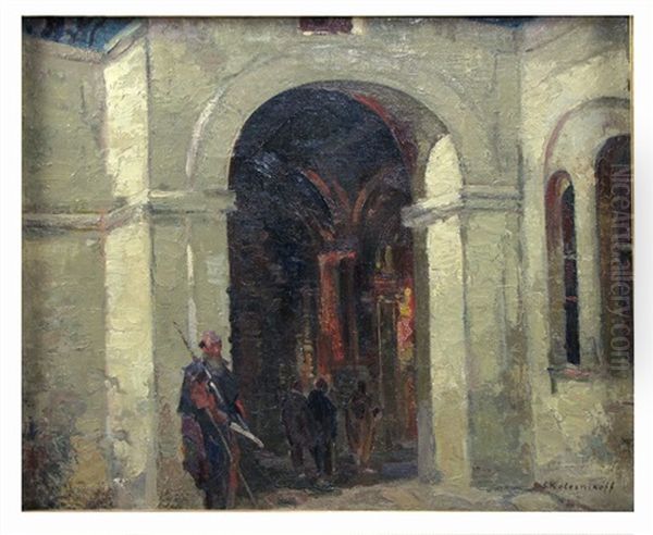 Untitled (guard In An Archway) Oil Painting by Sergei Kolesnikoff