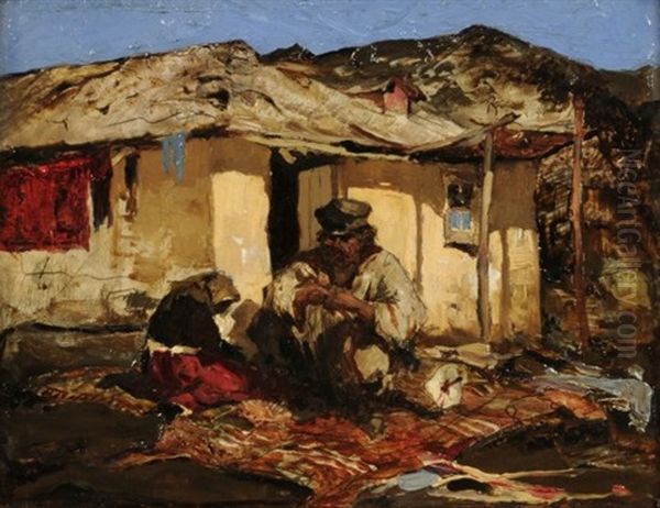 Marchand De Tapis Caucasien Oil Painting by Sergei Kolesnikoff