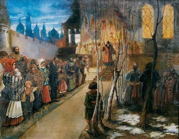 Procession Oil Painting by Sergei Kolesnikoff