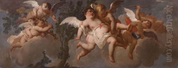 Cupido Trasportato Daamorini Oil Painting by Claudio Francesco Beaumont