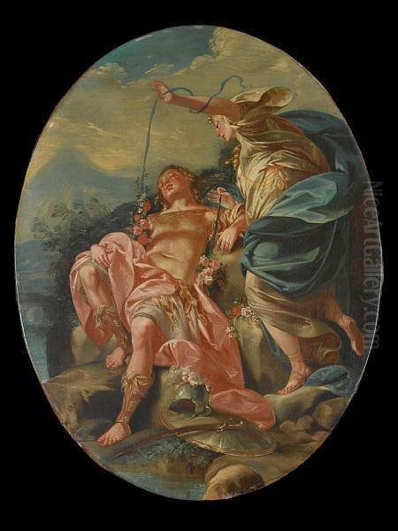 Armida And The Sleeping Rinaldo Oil Painting by Claudio Francesco Beaumont