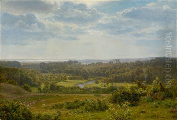 Summer Landscape Near Jyderup Oil Painting by Anton (Claus) Kolle