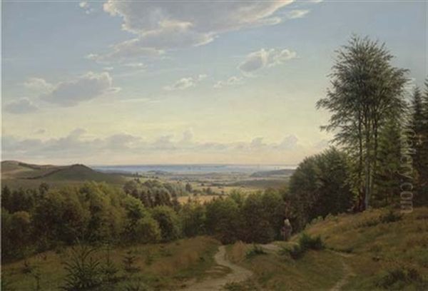 A View From Sandbjerg, Vedbaek Oil Painting by Anton (Claus) Kolle