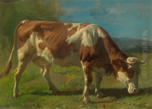 A Cow In A Pasture Oil Painting by Johann Rudolf Koller