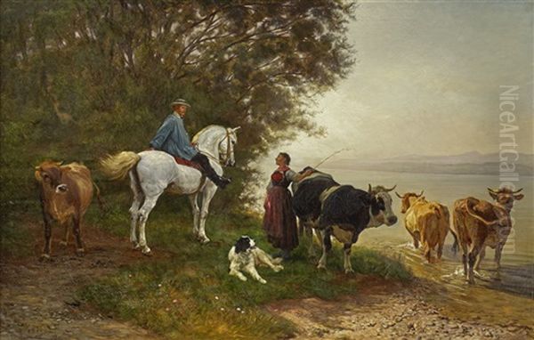 Die Unterredung Oil Painting by Johann Rudolf Koller