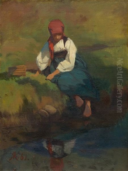 Anneli At A Well by Johann Rudolf Koller