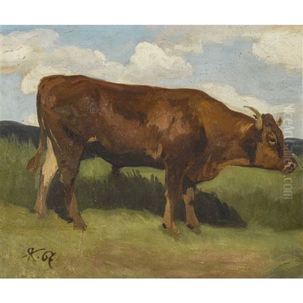 Rind Auf Der Weide Oil Painting by Johann Rudolf Koller