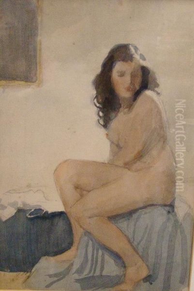 Study Of A Nude Female Oil Painting by Frederick Samuel Beaumont