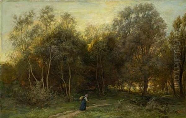 Abendstimmung Am Waldesrand Oil Painting by Johann Rudolf Koller