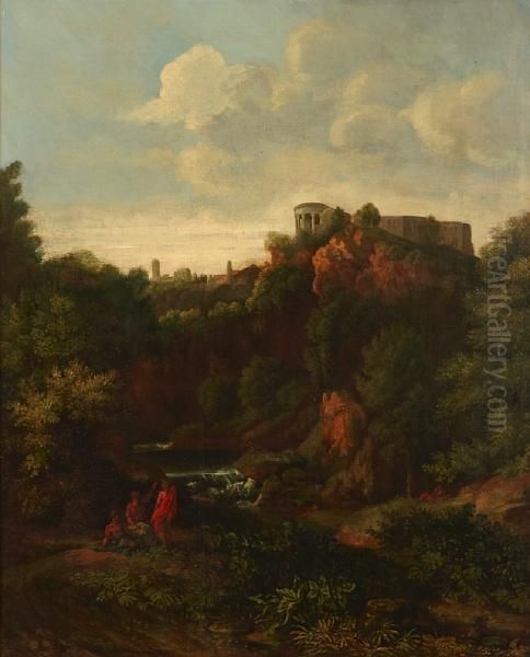 Classical Figures In A Wooded Landscape Oil Painting by George Howland Beaumont