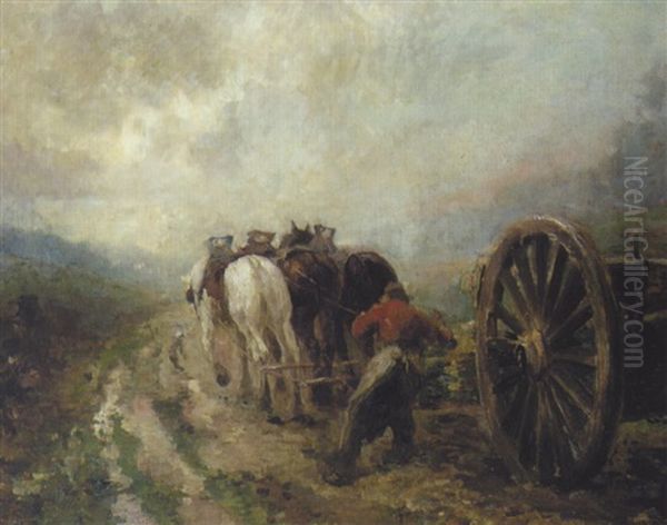 Pflugender Bauer Im Gewitter by Johann Rudolf Koller