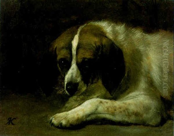 Bildnis Eines Jungen Bernhardinerhundes Oil Painting by Johann Rudolf Koller