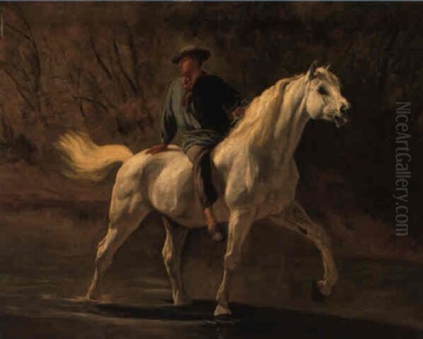 Junger Mann Auf Schimmel Oil Painting by Johann Rudolf Koller