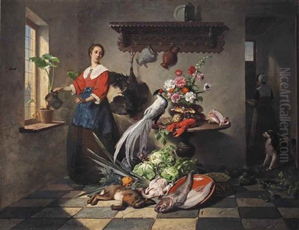 In The Pantry Oil Painting by Wilhelm (Guillaume) Koller