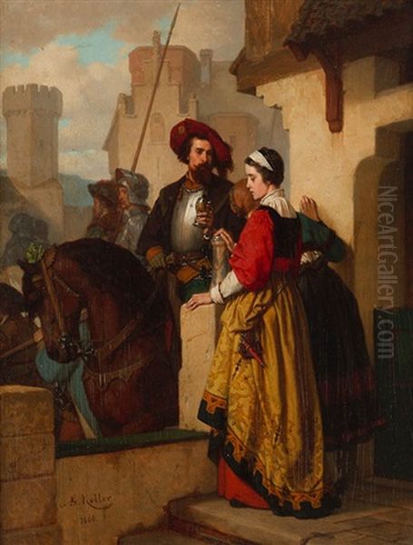 Abschied - Auszug Der Ritter Aus Der Mittelaterlichen Stadt Oil Painting by Wilhelm (Guillaume) Koller