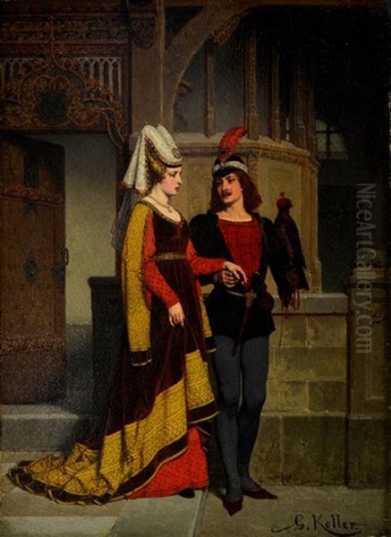 The Courtship Oil Painting by Wilhelm (Guillaume) Koller