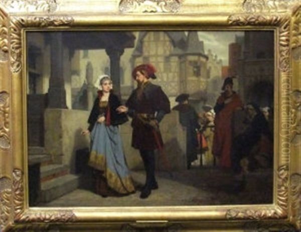 Faust & Marguerite Oil Painting by Wilhelm (Guillaume) Koller